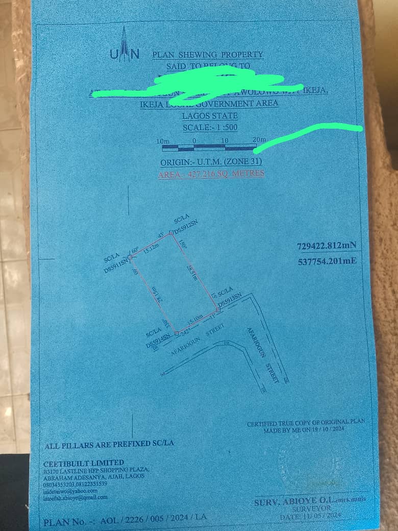 216 sqm Land at Ikeja